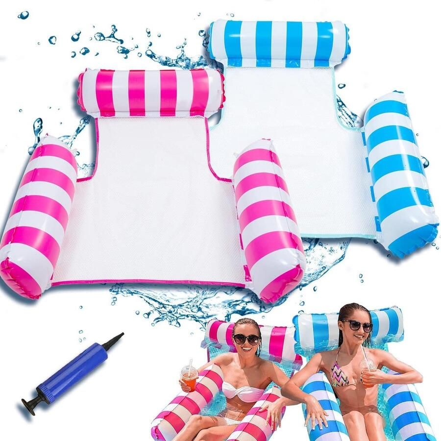 Waterhangmat 2 Stuks Water Hangmat Luchtbed Zwembad Luchtmatras Opblaasblaar Zwembad Strand Waterspeelgoed Vakantie Must Have Voor In De Zomer!