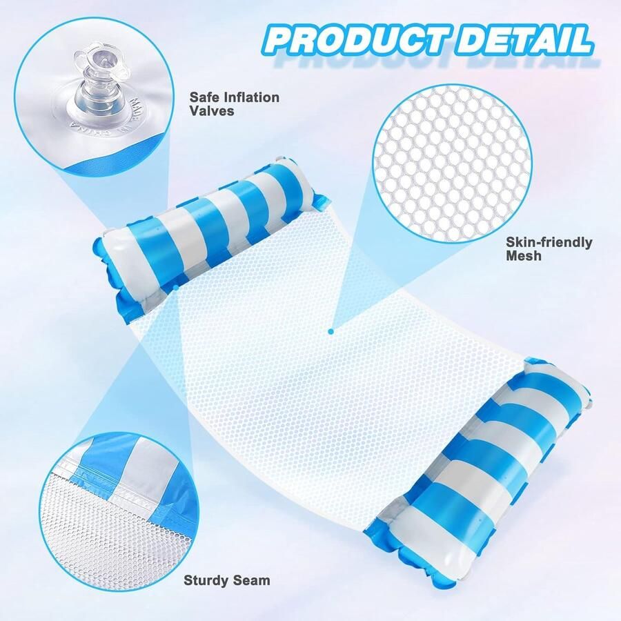 Waterhangmat 2 Stuks Water Hangmat Luchtbed Zwembad Luchtmatras Opblaasblaar Zwembad Strand Waterspeelgoed Vakantie Must Have Voor In De Zomer!