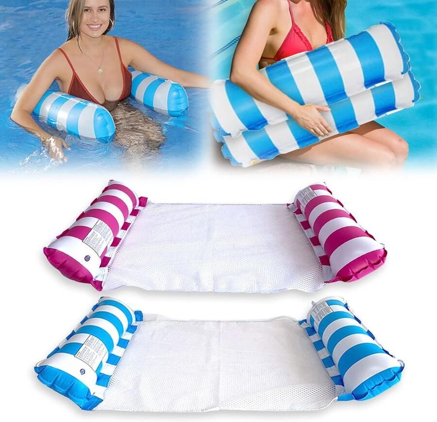 Waterhangmat 2 Stuks Water Hangmat Luchtbed Zwembad Luchtmatras Opblaasblaar Zwembad Strand Waterspeelgoed Vakantie Must Have Voor In De Zomer!