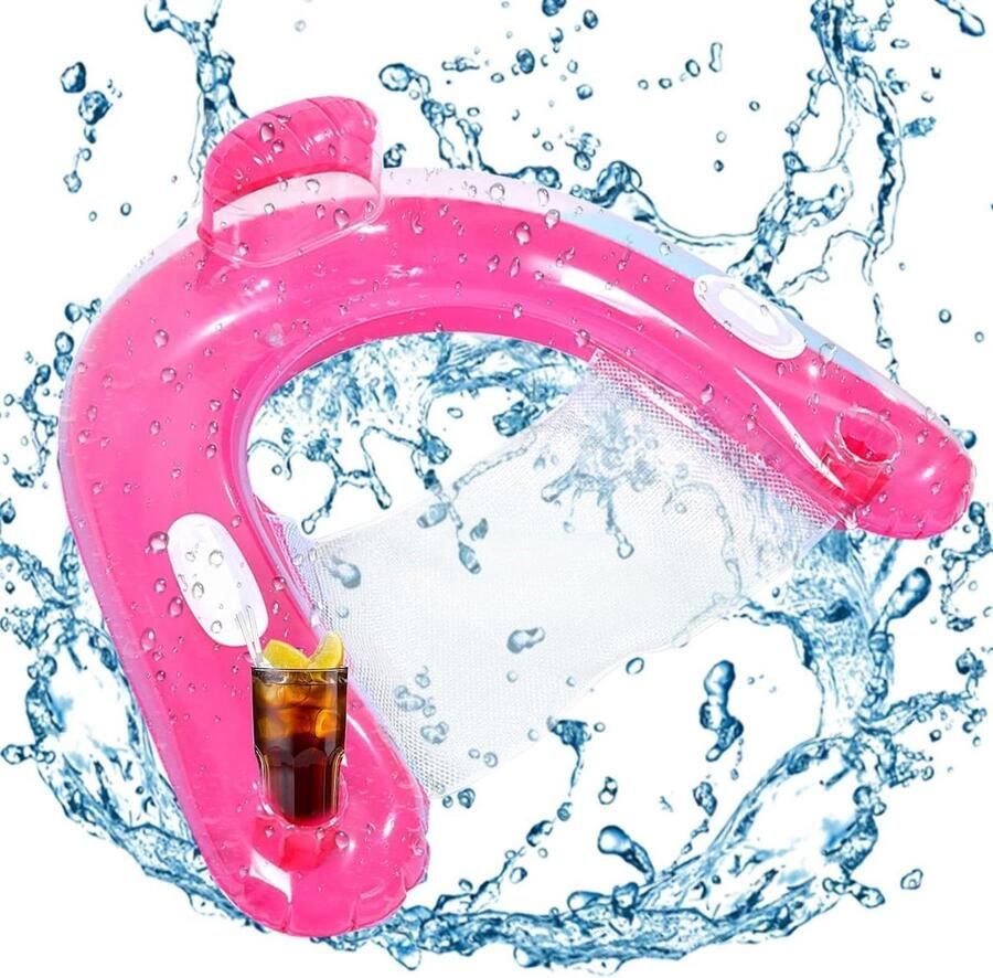 Waterhangmat 4-in-1 Opblaasbare luchtmatras zwembad- Roze Waterhangmat