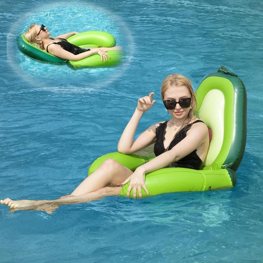 Waterhangmat met net Opblaasbaar avocado drijvend speelgoed 120 kg draagvermogen Zomer zwembadfeestjes waterhangmat