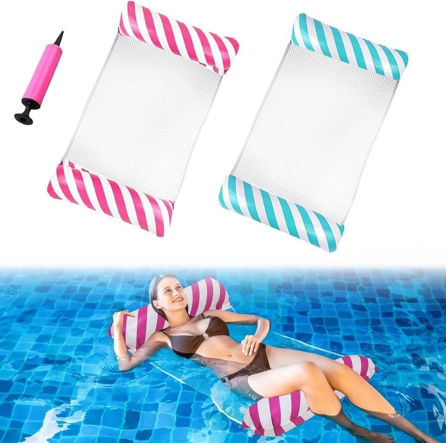 Waterhangmat opblaasbaar luchtbed 4-in-1 waterspeelgoed zwembad matrassen zwemmatras met infloatorpomp Waterhangmat