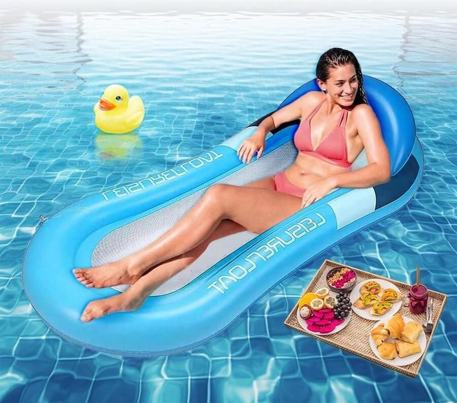 Waterhangmat opblaasbaar zwembad ligbed met mesh luchtmatras drijvende loungestoel voor zwembadplezier Waterhangmat