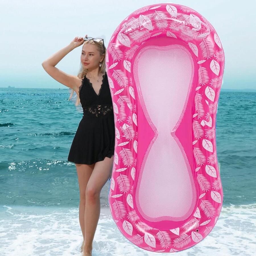 Waterhangmat voor volwassenen Opblaasbare zwembad luchtmatras met net Zwembad drijvende matras Zwemmatras met leuningen (170 x 75 cm) Waterhangmat