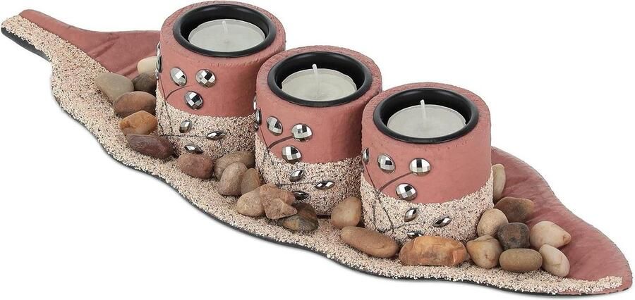 Waxinelichthouder Theelichthouder Schaal Steentjes Eettafel Woonkamer Tafeldecoratie Natuur Rood