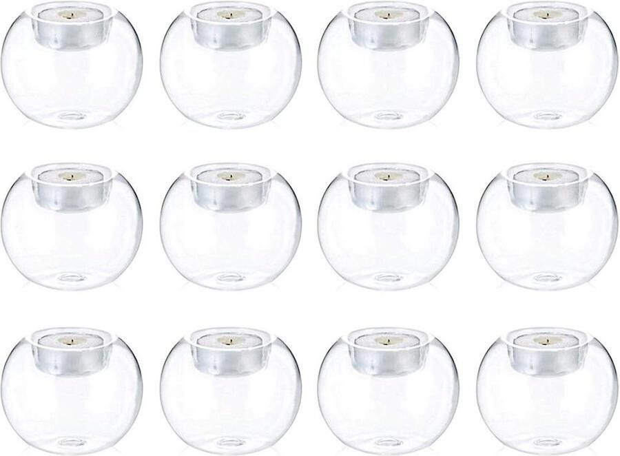 Waxinelichthouder Theelichthouder Bubble Glazen Votive Kaarshouder Set van 12 Kerst Halloween Bruiloft Decoraties Tafel Centerpieces voor Receptie