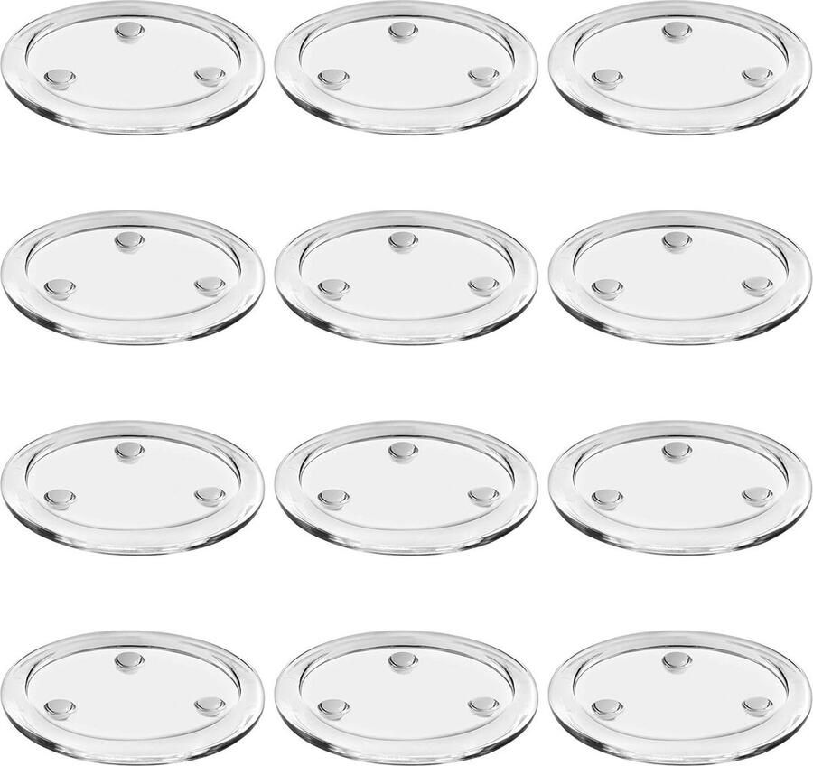 Waxinelichthouder Theelichthouder Doorzichtig Glazen Pilaar Stomp Kaars Platen (12 Pak) Votief Theelichten Kaarsen Houder Set Ideaal Voor Spa Decoraties Bruiloften Feesten Huisdecoratie Tafel Kopstukken en Geschenken