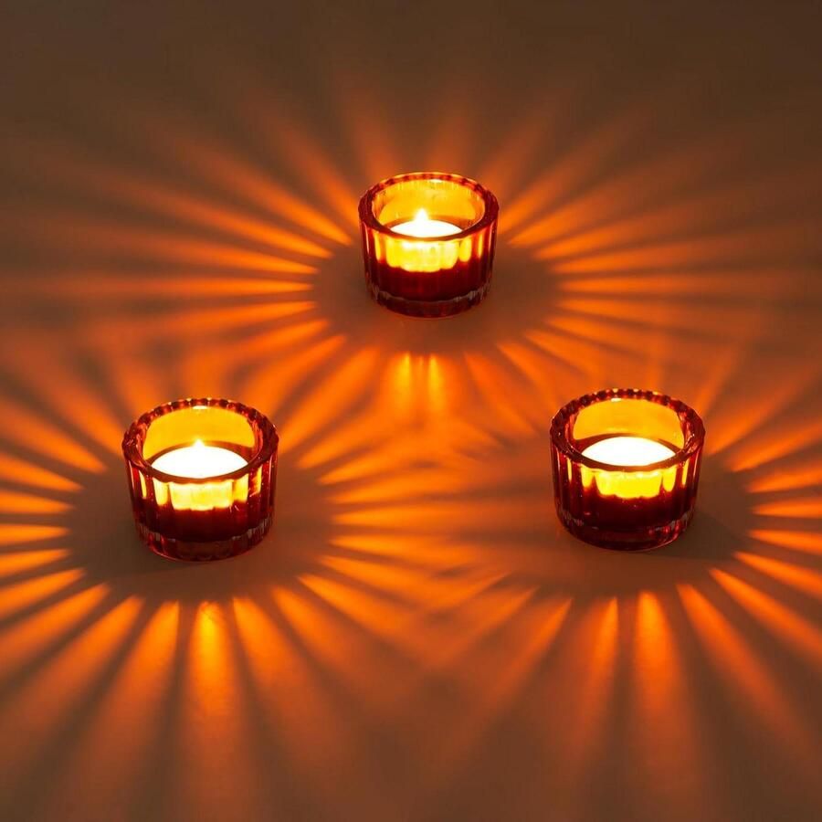 Waxinelichthouder Theelichthouder Geribbeld Bruin Glas Set van 24 Votief Kaarshouder voor Bruiloft Centrepieces Tafels Verjaardag Kerstfeest Decor