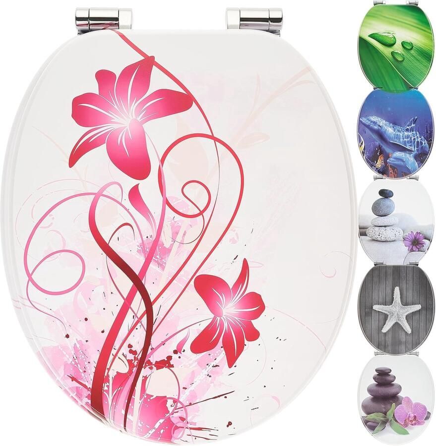 WC-bril met Softclose Houten Kern en Leuke Motieven Universeel Pasend