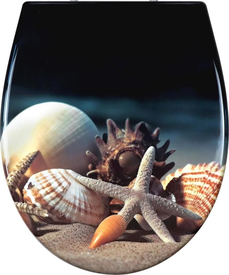 Wc-bril met softclosemechanisme en snelsluiting Duroplast toiletdeksel met motief voor bovenaf montage