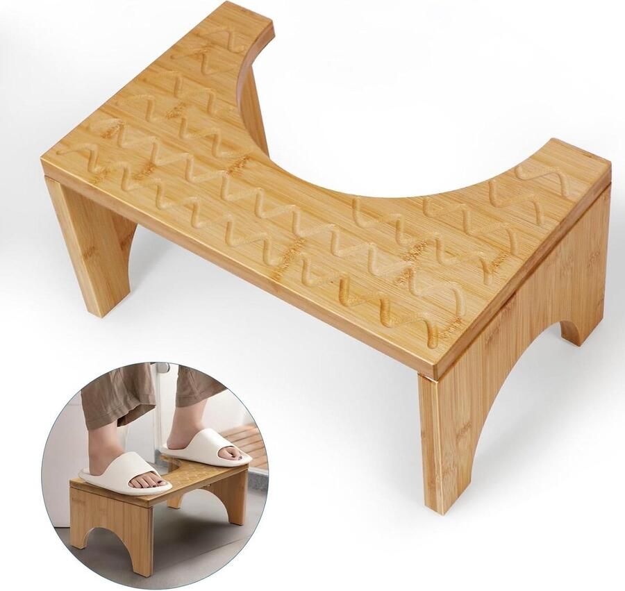 Wc Kruk Voetstappen voor Volwassenen Badkamer Verbetering van de Darmbewegingen met Opvouwbare Bamboe Squat Kruk