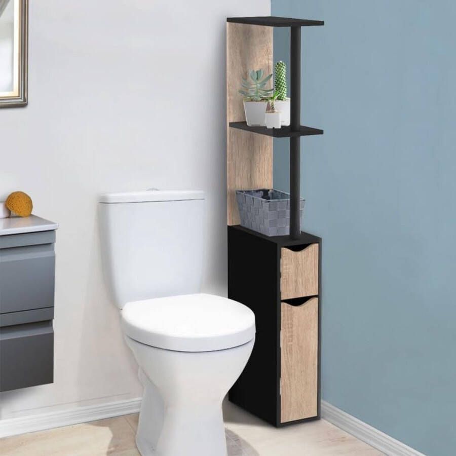 WC-rek hout Willy 2 deuren zwart en beuken