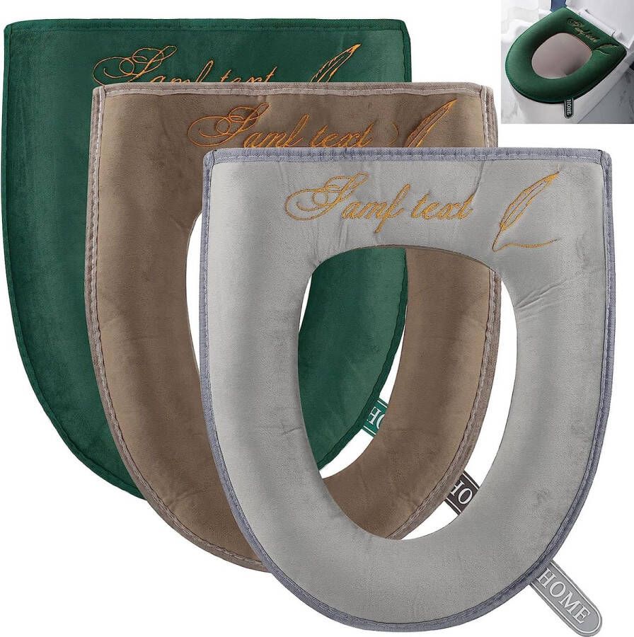 Wc-stoelhoezen 3 stuks wc-zitkussen universele ritssluiting wasbaar toiletbril-afdekking pads toiletzitting zitkussen wc-bril pad toiletzitting waterdicht antibacterieel Home WC zitkussen