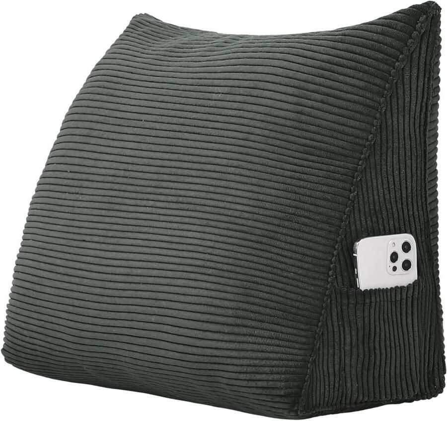 Wedge Cushion Triangular Back Cushion for Bed and Sofa Reading Support Pillow Ergonomic Back Support Removable Washable Cover (Dark Grey 45 x 35 x 20 cm)