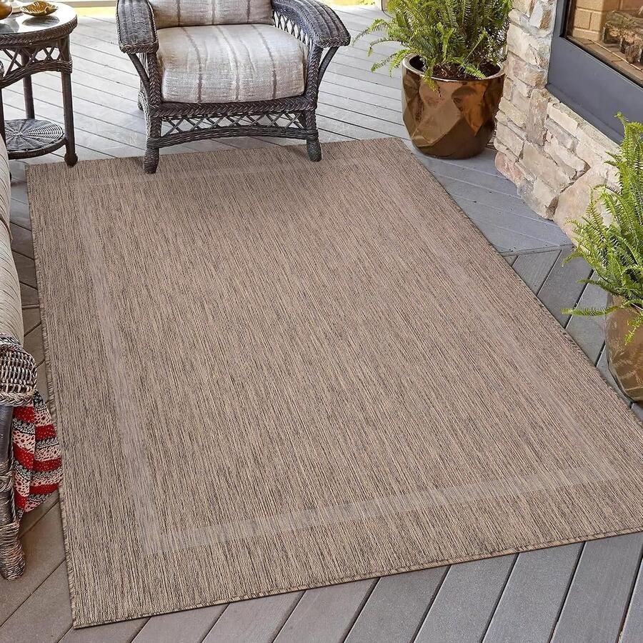 Weerbestendig binnen en buiten tapijt 200 x 300 cm sisal-look waterbestendig wasbaar voor keuken balkon tuin en terras