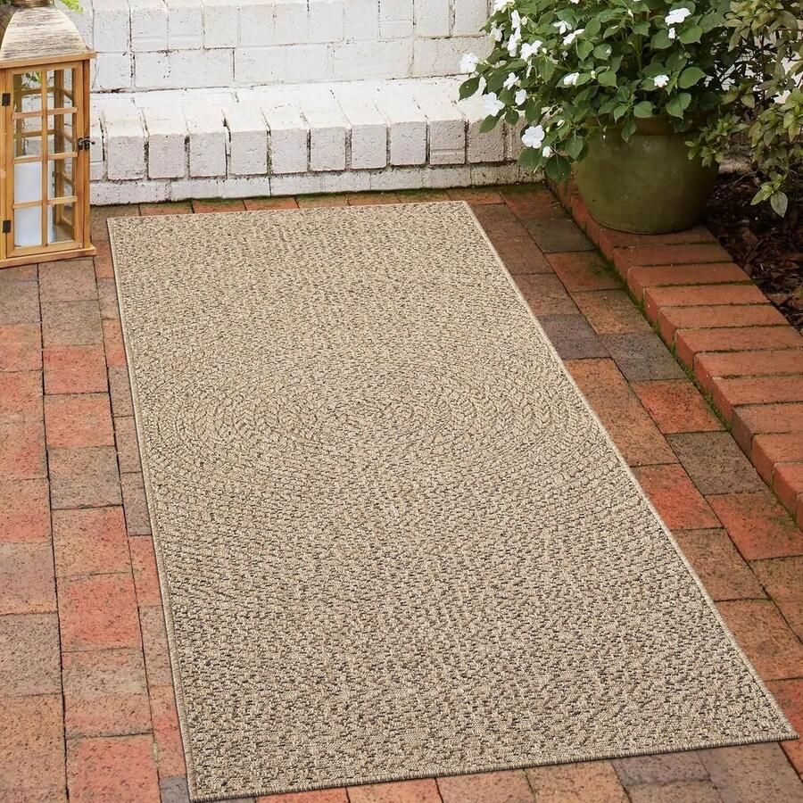 Weerbestendig binnen- en buitentapijt 60x90 cm Modern sisal-look voor tuin terras en woonkamer
