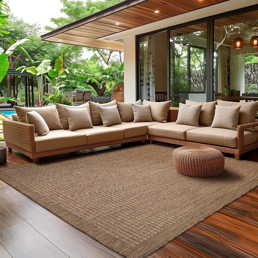 Weerbestendig Buitentapijt voor Terras Balkon en Tuin Effen Ontwerp Wasbaar en Duurzaam in Maten en Kleuren