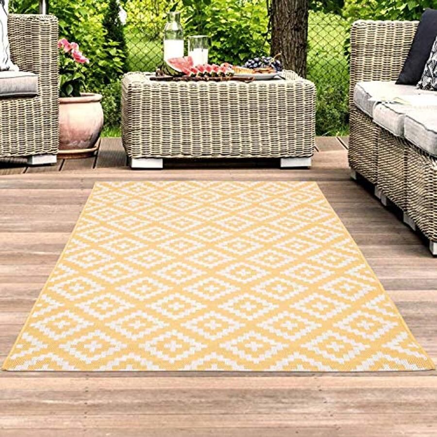 Weerbestendig Geometrisch Patroon Outdoor Tapijt Loper voor Balkon en Terras 60x230 cm