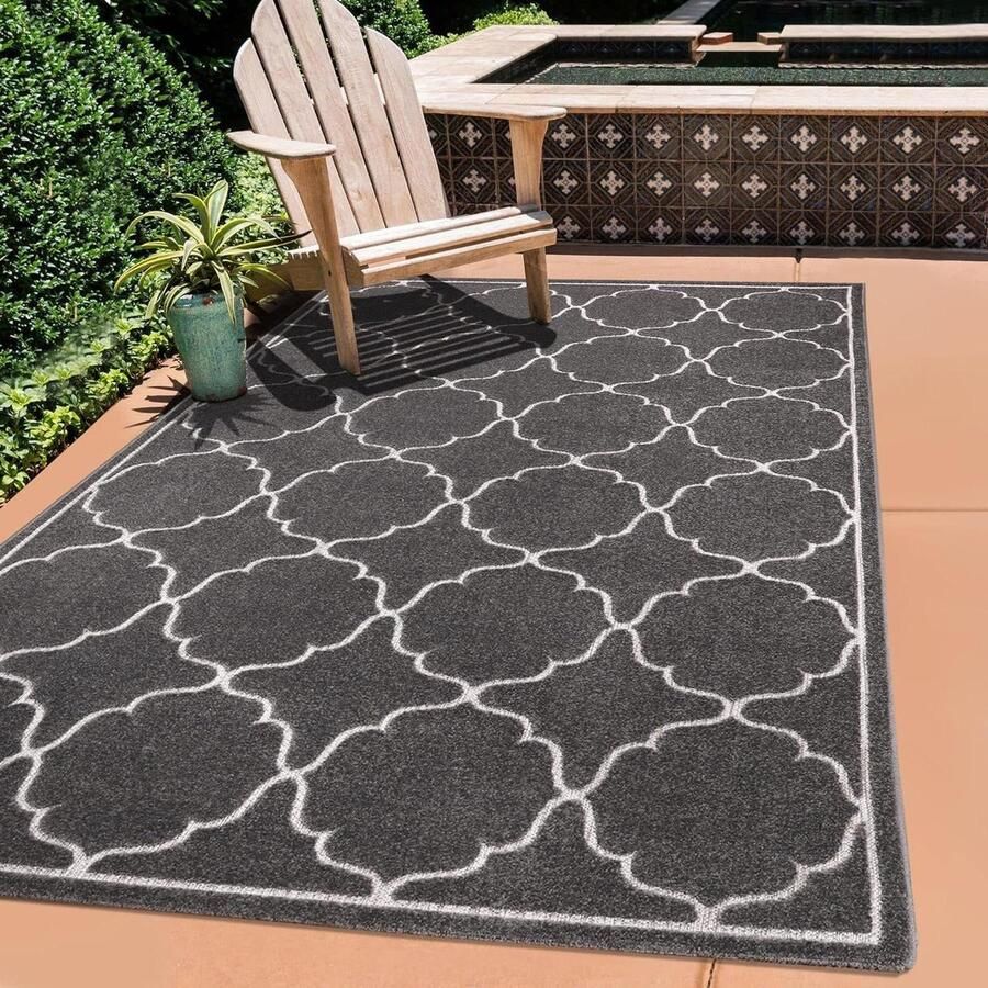 Weerbestendig grijs buiten tapijt voor balkon terras en tuin 120x170