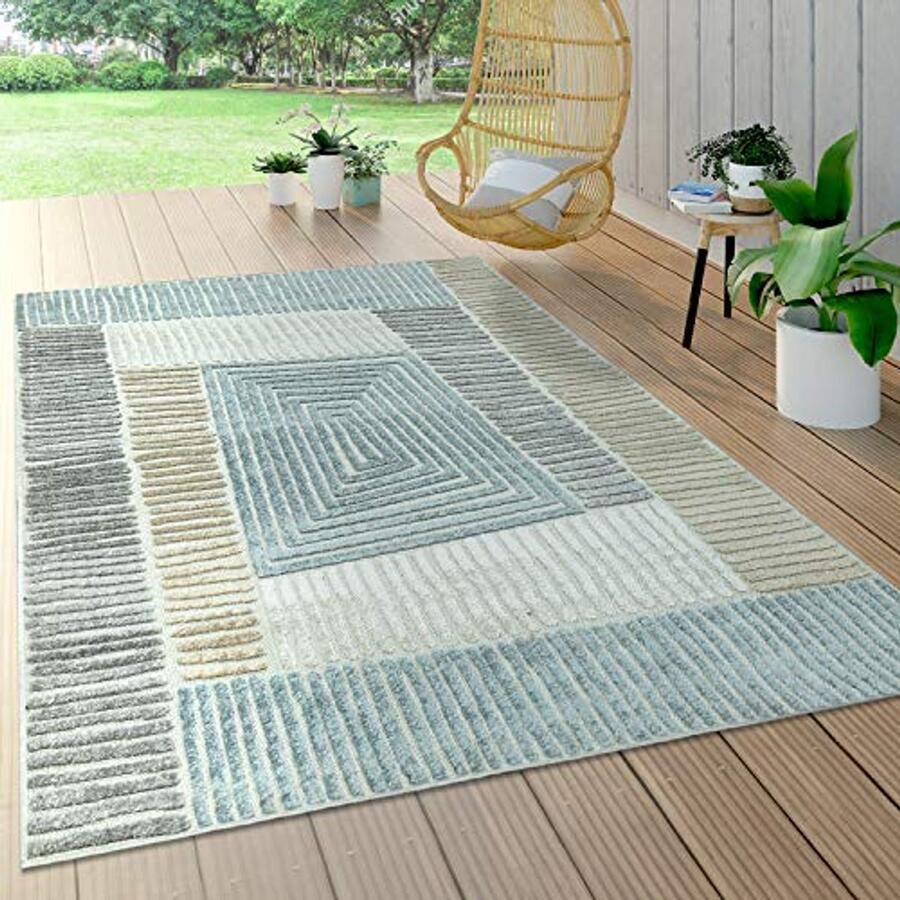 Weerbestendig Modern Geometrisch Vloerkleed voor Binnen en Buiten 160x230 cm Beige