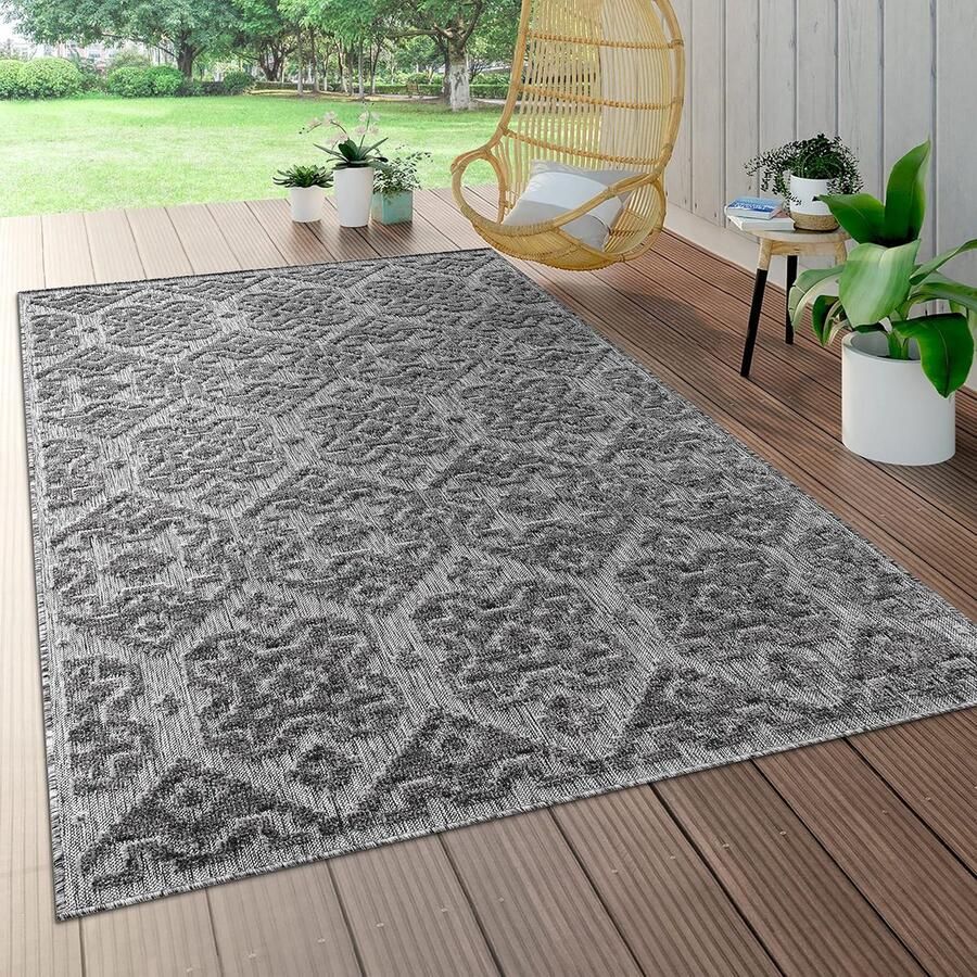 Weerbestendig Modern Vloerkleed voor Binnen en Buiten Geometrisch Patroon 60x100 cm Antraciet