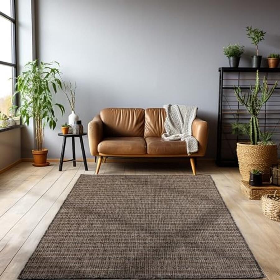 Weerbestendig outdoor tapijt 120 x 170 cm sisal-look bruin gemêleerd rechthoekig waterdicht perfect voor balkon terras en tuin