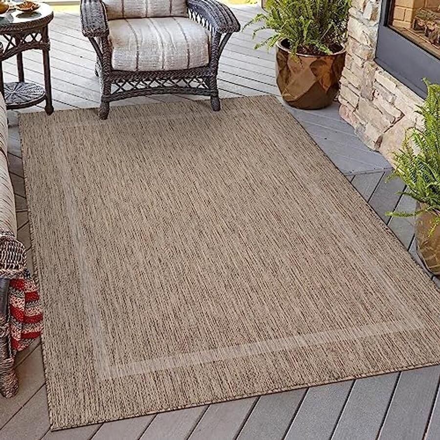 Weerbestendig Sisal-Look Tapijt 120 x 170 cm voor Binnen en Buiten Ideaal voor Keuken Camping Tuin en Terras