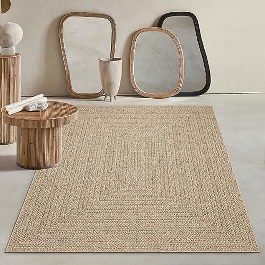 Weerbestendig tapijt voor binnen en buiten jute-look 80 x 150 cm