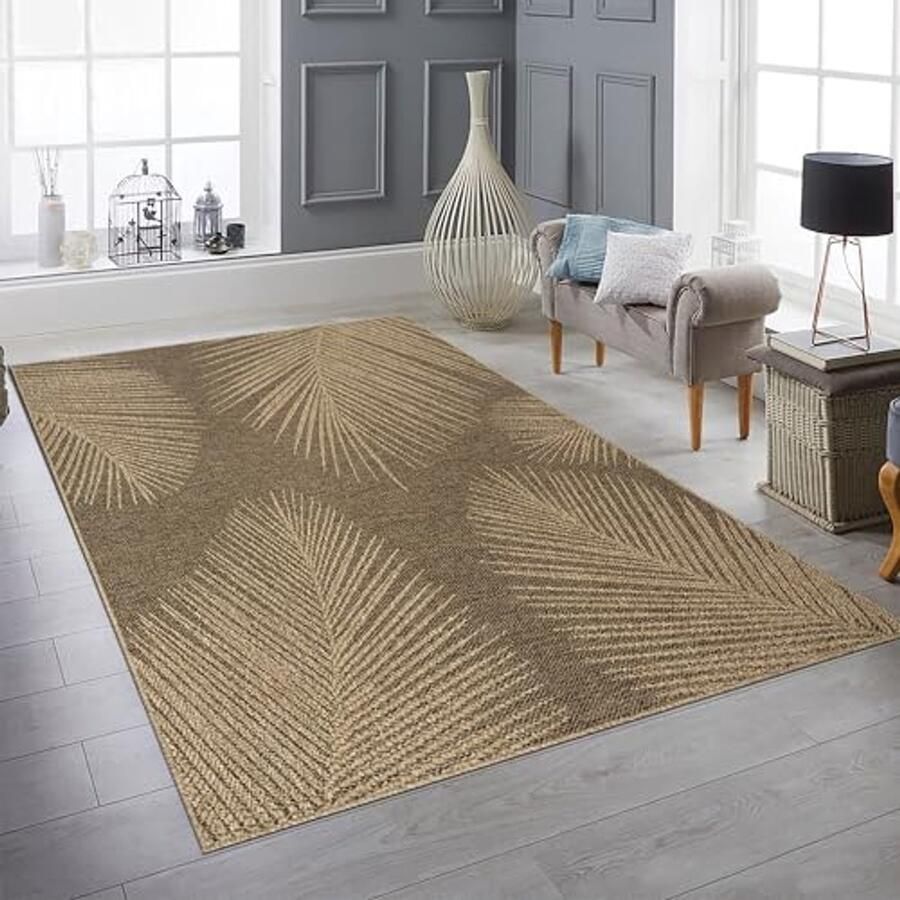 Weerbestendig Vloerkleed met Bladerpatroon Modern Tapijt voor Binnen en Buiten 60 x 90 cm