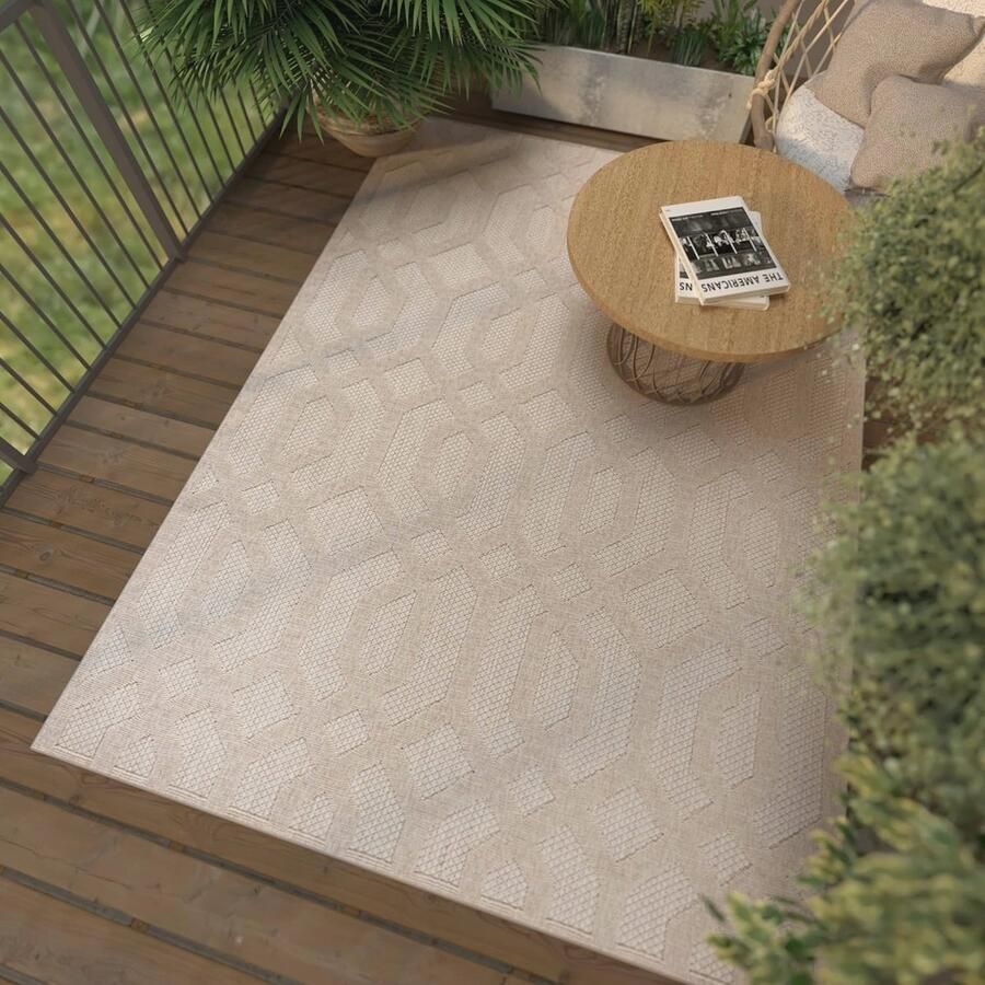 Weerbestendig Vloerkleed voor Binnen en Buiten Geometrisch Design voor Terassen en Tuinen Waterafstotend Tapijt 80x150cm