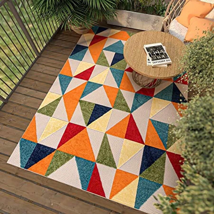 Weerbestendig Vloerkleed voor Binnen en Buiten Geometrisch Patroon Tapijt voor Balkon en Tuin Waterafstotend 160x230cm