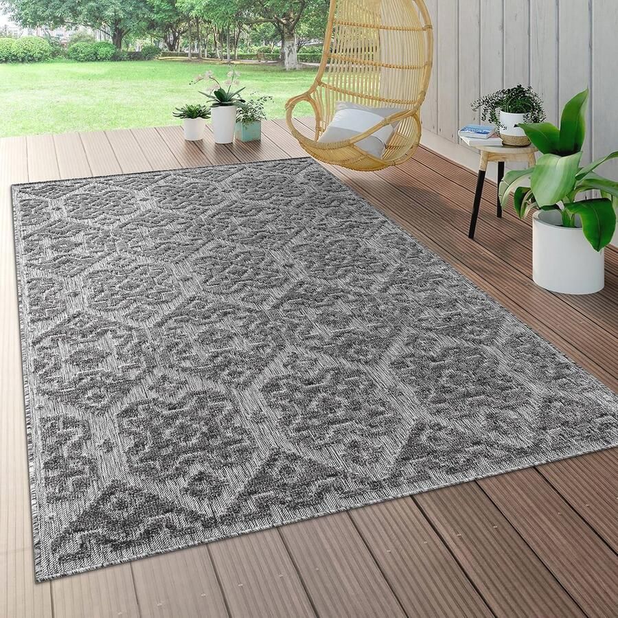Weerbestendig Vloerkleed voor Binnen en Buiten met Modern Geometrisch Patroon 60x100 cm Antraciet