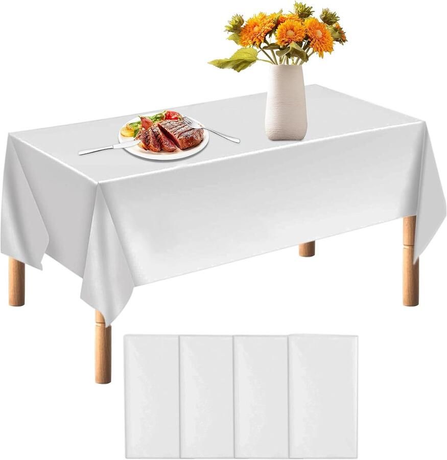 Wegwerp tafelkleden ideaal voor feesten set van 4 wit 137 x 274 cm