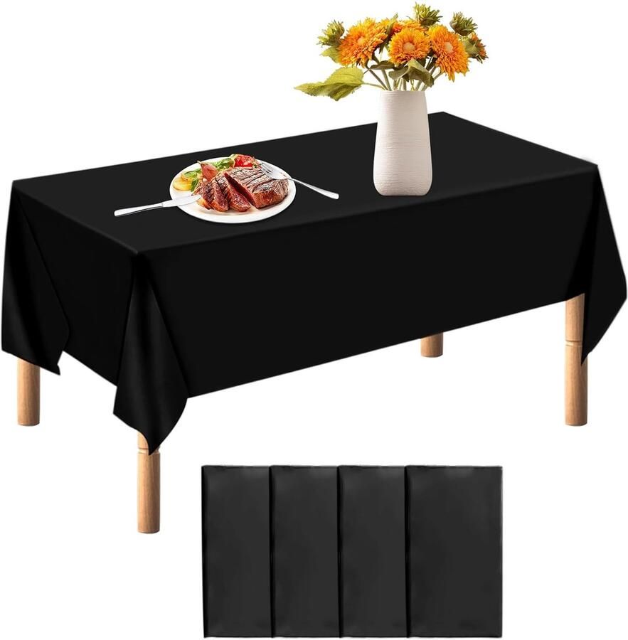 Wegwerp tafelkleden zwart set van 4 137 x 274 cm