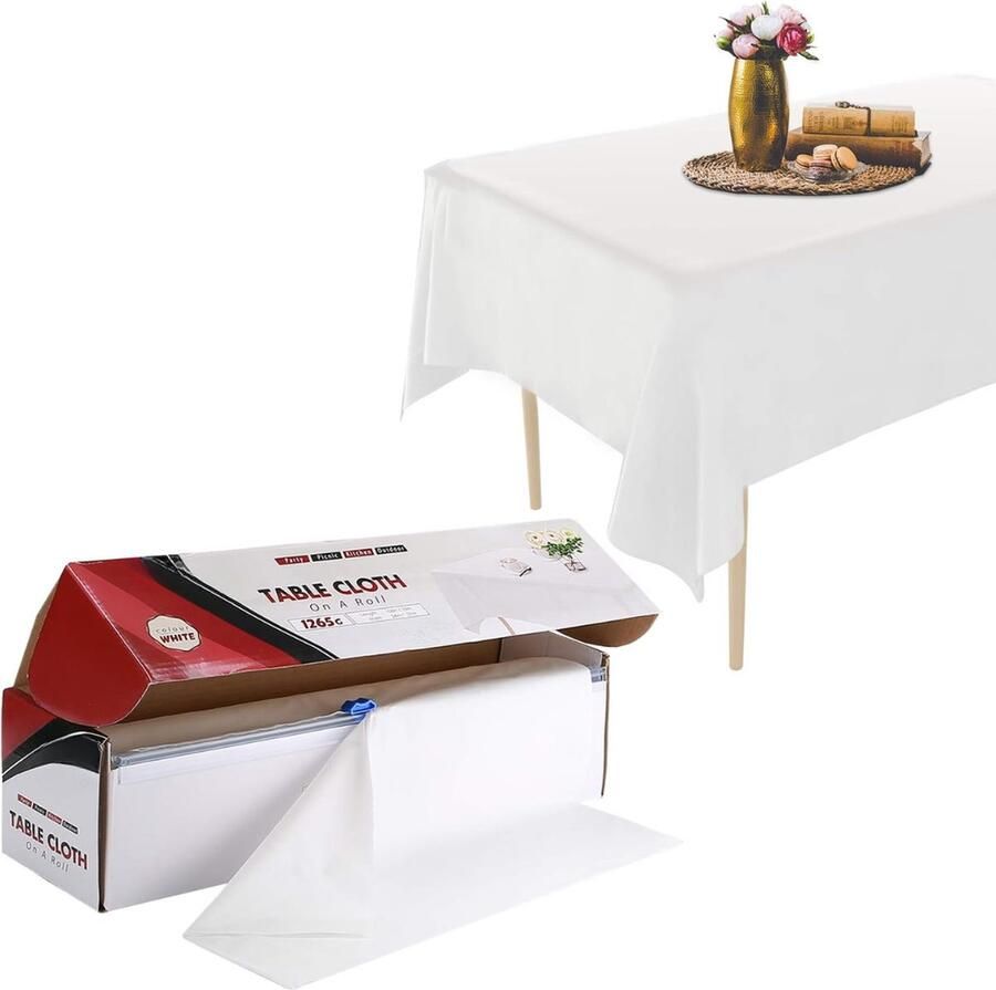 Wegwerp tafelkleed rol 137 x 274 cm plastic clip waterdicht op maat te snijden 12 stuks afwasbaar voor tuin buffet feest bruiloft camping