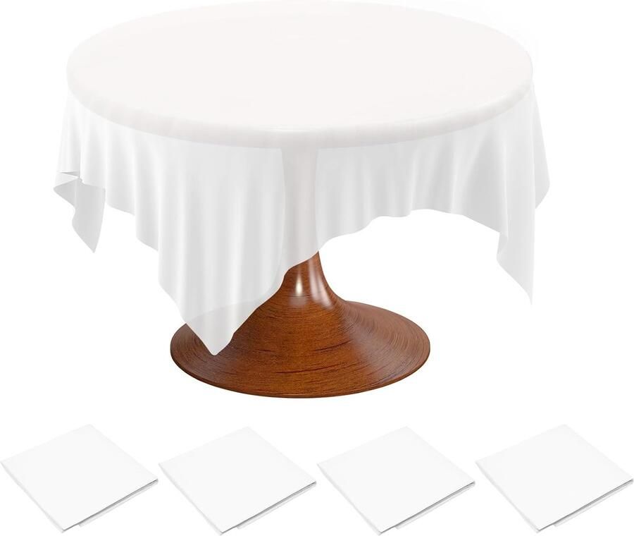 Wegwerptafelkleden Waterdicht en Vlekvrij Set van 4 Wit PEVA