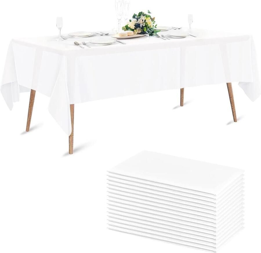 Wegwerptafelkleed waterdicht en vlekvrij 10 stuks kunststof 137 x 274 cm