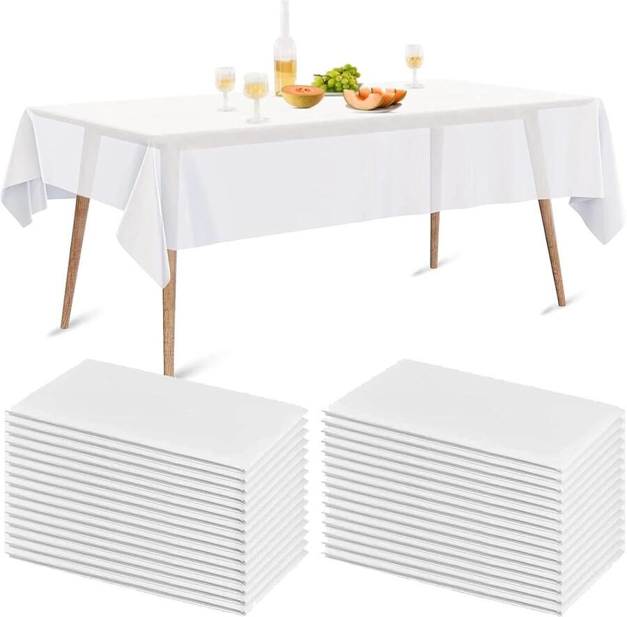 Wegwerptafelkleed waterdicht en vlekvrij set van 20 wit 140 x 200 cm