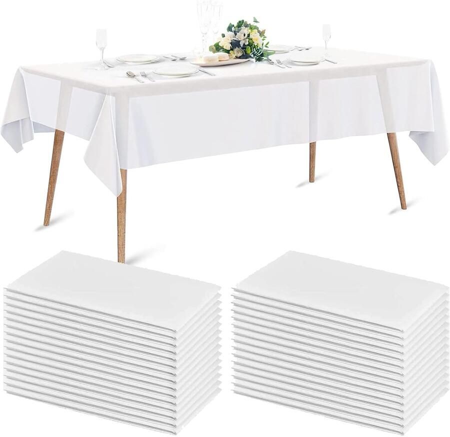 Wegwerptafelkleed Waterdicht en vlekvrij set van 20 wit vliesstof