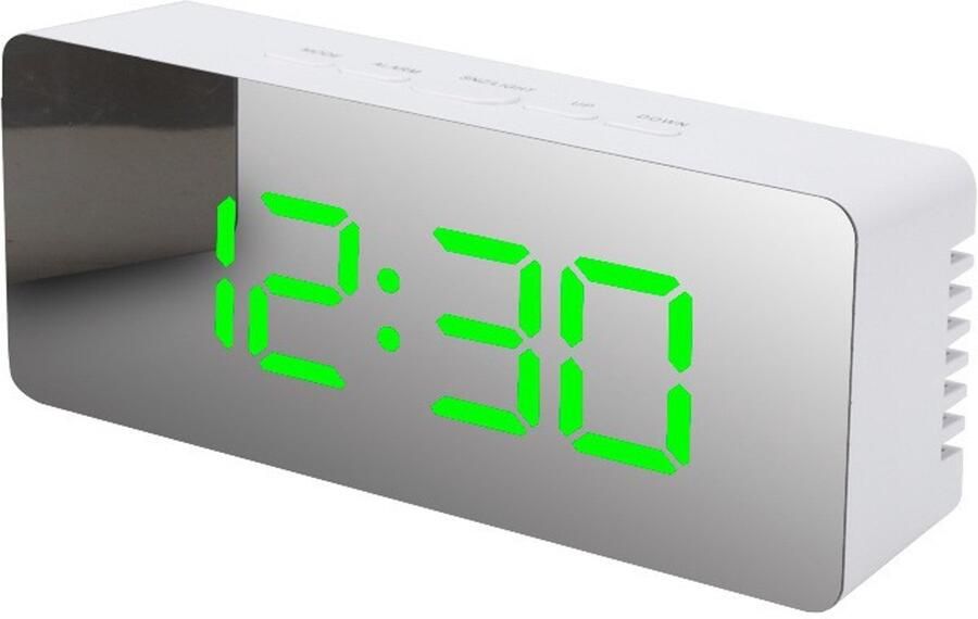 Wekker Digitale wekker kinderen Spiegel Bureau Klok met Snooze Functie en Temperatuur Display Digitale Wekker voor Slaapkamer en Woondecoratie in groen