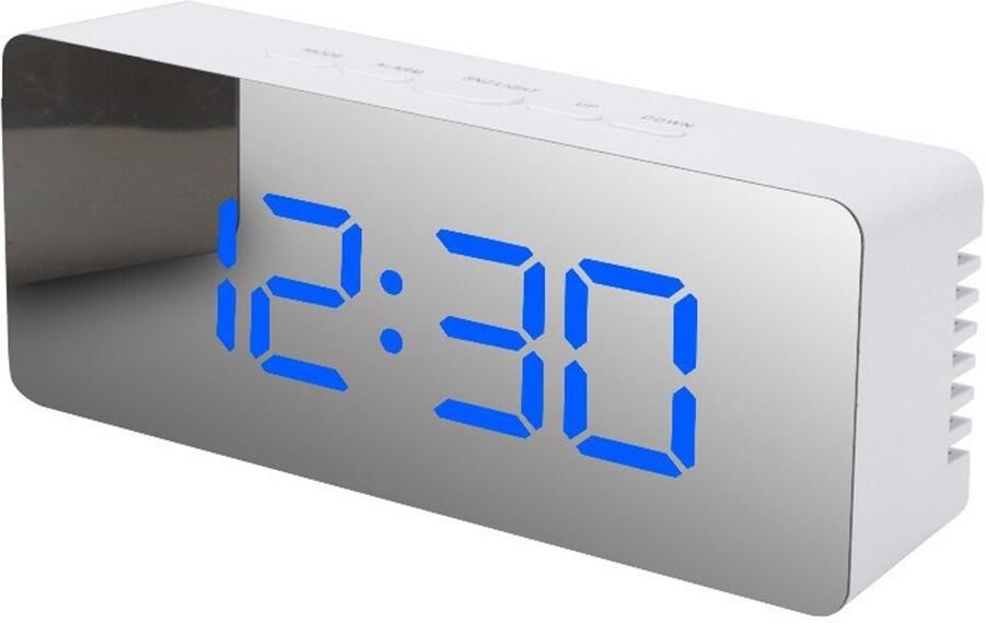 Wekker Digitale wekker kinderen Spiegel Bureau Klok met Snooze Functie en Temperatuur Display Digitale Wekker voor Slaapkamer en Woondecoratie in blauw