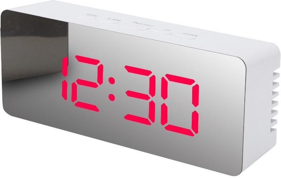 Wekker Digitale wekker kinderen Spiegel Bureau Klok met Snooze Functie en Temperatuur Display Digitale Wekker voor Slaapkamer en Woondecoratie in rood