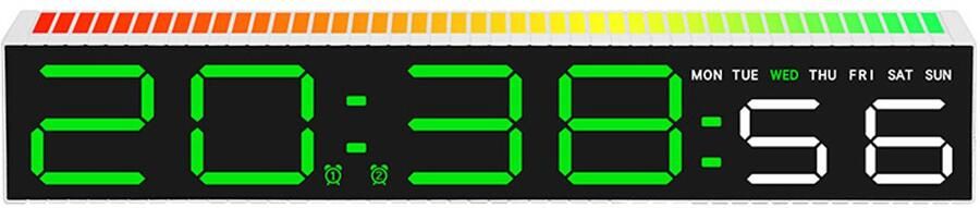 Wekker Digitale wekker Reiswekker Digitale klok Digitale klok slaapkamer Led-klok Met dubbele alarmen Instelbare helderheid RGB-lichtstrips Geluidsregeling Met ophaalfunctie Voor nachtkastje Zwart