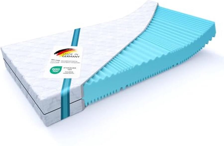 Wellness koudschuim matras 7-zone 100 x 190 x 16 cm Omkeerbaar met harde en zeer harde opties