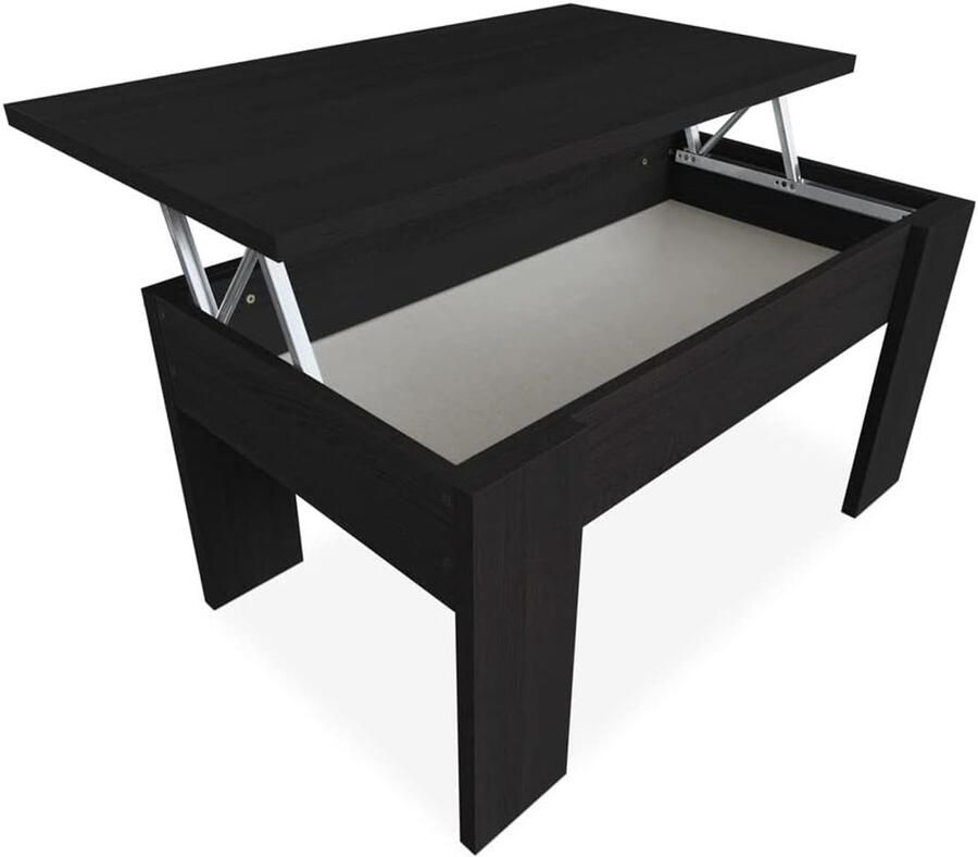 Wengé Salontafel hoogte verstelbaar 1 stuk gelakt hout 90 x 50 x 46 57 cm