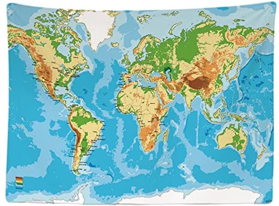 Wereldkaart Wanddecoratie Wandtapijt 200x150 cm Grote Tapestry Posters Vloerkleed Doek Schilderij