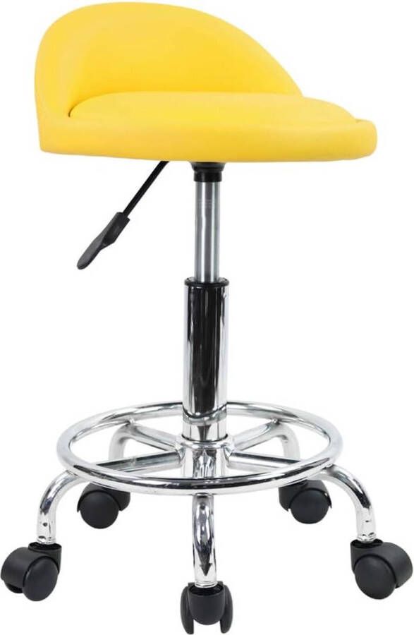 Werkkruk Draaibare kruk rol kruk Bureaustoel Schommelstoel Hoogte verstelbaar met lage rugleuning gemaakt van geel PU-leer