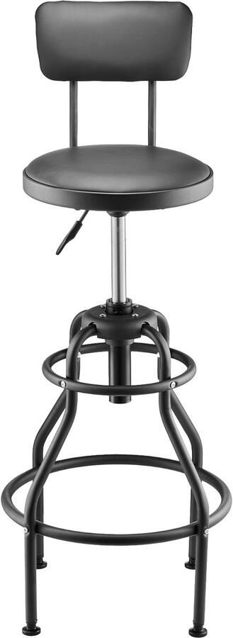 Werkplaatskruk met Rugleuning Hoogte Verstelbare Rolplankzitting (Draagvermogen 136 Kg) Beklede Draaikruk voor Autoreparaties