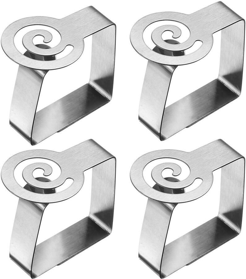 Westmark tafelkleedclips spiraal tafelkleedclipset voor binnen en buiten ideaal voor tuintafels tafelkleedhouder geschikt voor tafelbladen van 1 3 cm roestvrij staal 4 stuks
