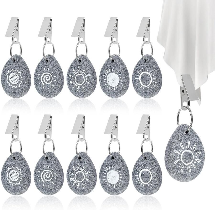 Ibenzoa Tafelkleedgewichten Set van 8 met Klemmen voor Buiten Natuursteen Design
